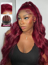 [Air Wig] 99J Burgundy 13x4 Lace Front Wig 3D Body Wave With Breathable Cap