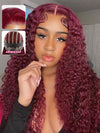 [Air Wig] 99J Burgundy 13x4 Lace Wig Deep Curly Human Hair