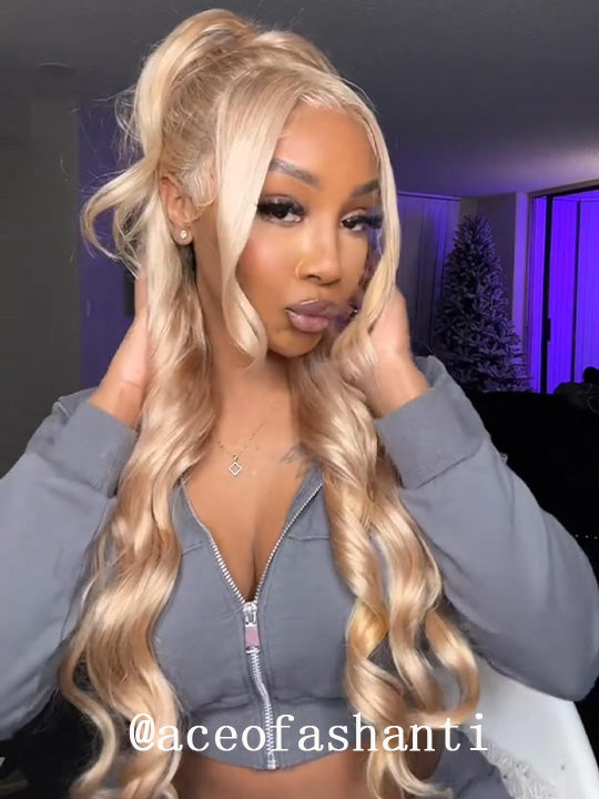 [Flash Sale] Ash Blonde Hair 13x4 Transparent Lace Front Wig 250% Density - KissLove Hair