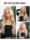 Ash Blonde Hair With Curtain Bangs Wig Glueless 5x5 Lace Front Wigs 3D Body Wave