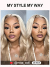 Ash Blonde Hair With Curtain Bangs Wig Glueless 5x5 Lace Front Wigs 3D Body Wave