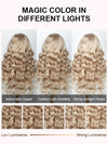 Ash Blonde Layered & Curtain Bangs 3D Body Wave 13x6 Lace Frontal Pull Go Human Hair Wigs