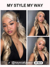 Ash Blonde Hair With Curtain Bangs Wig Glueless 5x5 Lace Front Wigs 3D Body Wave
