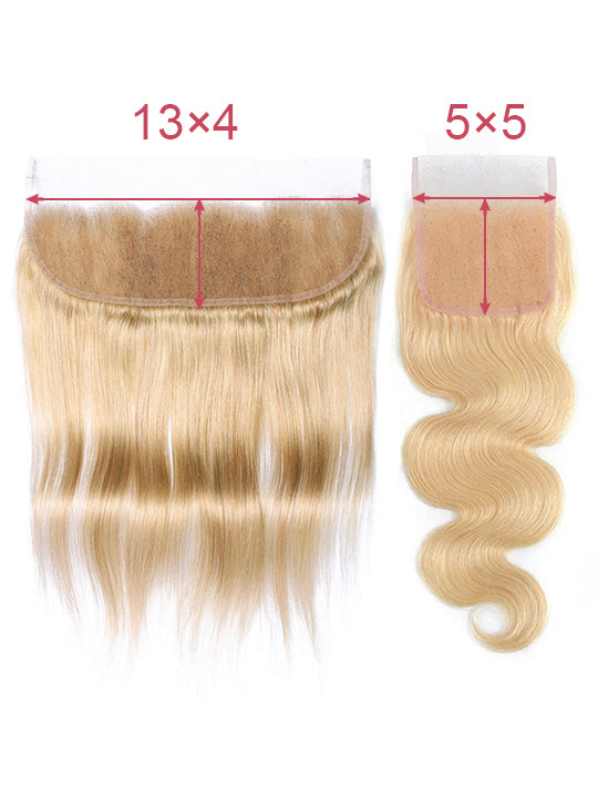 Ash Blonde Bundles With 5x5 13x4 Lace Frontal Closure Straight Human Hair