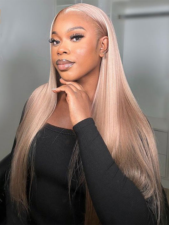 Bone Straight Ash Blonde Wig 13x4 13x6 HD Transparent Lace Human Hair Wigs - KissLove Hair