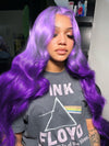 Ombre Purple/Pink/Blue Color 3D Body Wave 13x4 Lace Frontal Human Hair Wigs
