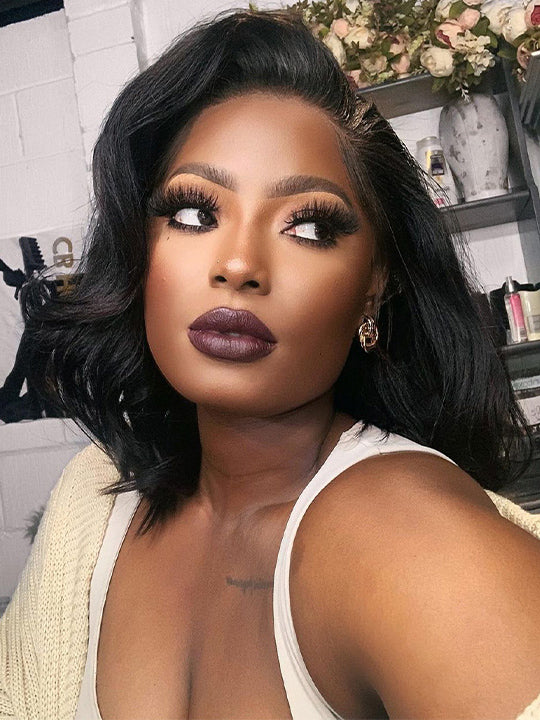 Pre Styled Side Part Body Wave Bob Wig Glueless Invisi-Drawstring Ready to Go Short Bob Wigs - KissLove Hair