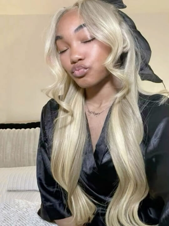 Kisslove Blonde Balayage On Warm Brown 3D Body Wave 360 Lace Wigs Invisi Drawstring Cap Hat Wig
