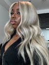 Ash Brown Highlight Human Hair Wig Body Wave 5x5 Lace Closure Wig Colored Human Hair Wigs