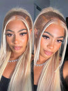Balayage blond sur cheveux bruns 5x5 HD perruques de cheveux humains en dentelle transparente