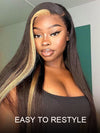 Skunk Stripe Hair Blonde/Brown/Pink Highlights Wig 3D Body Wave 13x4 HD Lace Wigs - KissLove Hair