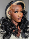 Skunk Stripe Hair Blonde/Brown/Pink Highlights Wig 3D Body Wave 13x4 HD Lace Wigs - KissLove Hair