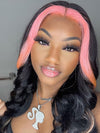 Skunk Stripe Hair Blonde/Brown/Pink Highlights Wig 3D Body Wave 13x4 HD Lace Wigs - KissLove Hair