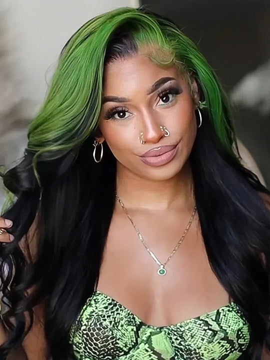Skunk Stripe Hair Blonde/Brown/Pink Highlights Wig 3D Body Wave 13x4 HD Lace Wigs - KissLove Hair