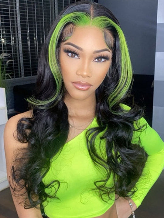 Skunk Stripe Hair Blonde/Brown/Pink Highlights Wig 3D Body Wave 13x4 HD Lace Wigs - KissLove Hair