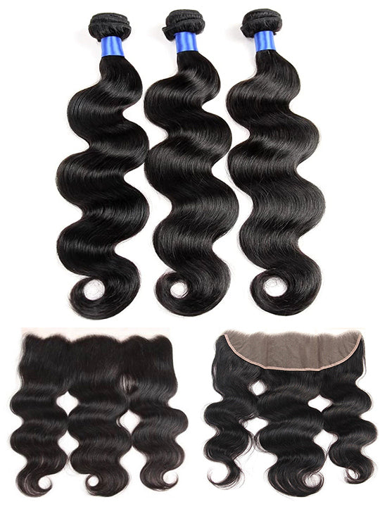 Body Wave 3 Bundles With 13*4 HD Lace Frontal Closure 10A Brazilian Human Hair Weave - KissLove Hair