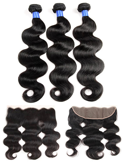 Body Wave 3 Bundles With 13*4 HD Lace Frontal Closure 10A Brazilian Human Hair Weave - KissLove Hair