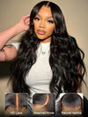 13x6 Full Lace Frontal Wig HD Transparent Lace Body Wave Easi-Drawstring Cap Wear and Go Wig - KissLove Hair