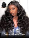 Bouncy Ocean Wave Glueless 13x4 13x6 Lace Frontal Wig Pre Plucked Human Hair Wigs