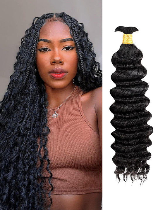 Brazilian Bulk Hair For Braiding Human Hair Deep Wave Braids Human Hair Extension No Weft - KissLove Hair