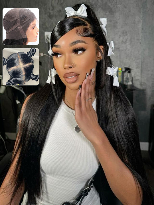 Brazilian Straight Hair Full Lace Wig Transparent Lace Invisi Drawstring Glueless Human Hair Wigs - KissLove Hair