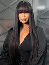 BOGO: Brazilian Straight Human Hair Wigs With Bangs Glueless Full Machine Made Wigs - KissLove Hair