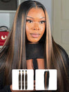 Brown Balayage Bundles With 5x5 13x4 Lace Frontal Closure Straight Human Hair