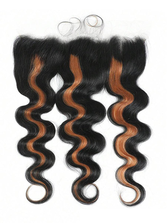 Brown Bayalage Bundles With 5x5 13x4 Lace Frontal Closure Body Wave Human Hair - KissLove Hair