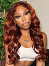 Chocolate Brown With Ginger Highlights 3D Body Wave 5X5 13x4 13x6 Lace Frontal Wigs