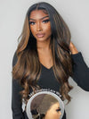 Kisslove Glueless Brown Bayalage Highlights Wig Invisi-Drawstring Snug Fit 360 Lace Wig