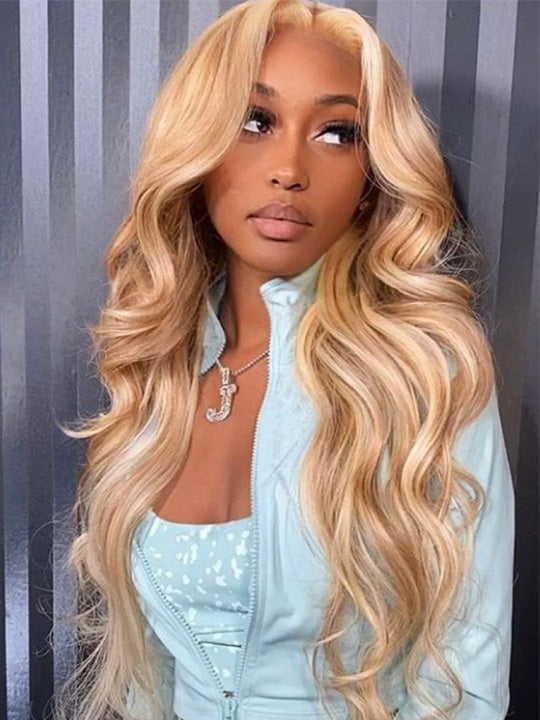 P4/613 P6/613 Brown Hair With Blonde Highlights 3D Body Wave 13x4 Lace Frontal Wigs - KissLove Hair