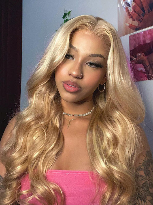 P4/613 P6/613 Brown Hair With Blonde Highlights 3D Body Wave 13x4 Lace Frontal Wigs - KissLove Hair
