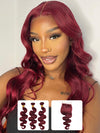 Burgundy Bundles With 5x5 13x4 Lace Frontal Closure Body Wave Human Hair