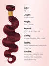 Burgundy Bundles With 5x5 13x4 Lace Frontal Closure Body Wave Human Hair