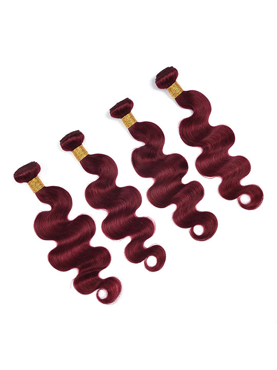 Burgundy Bundles With 5x5 13x4 Lace Frontal Closure Body Wave Human Hair