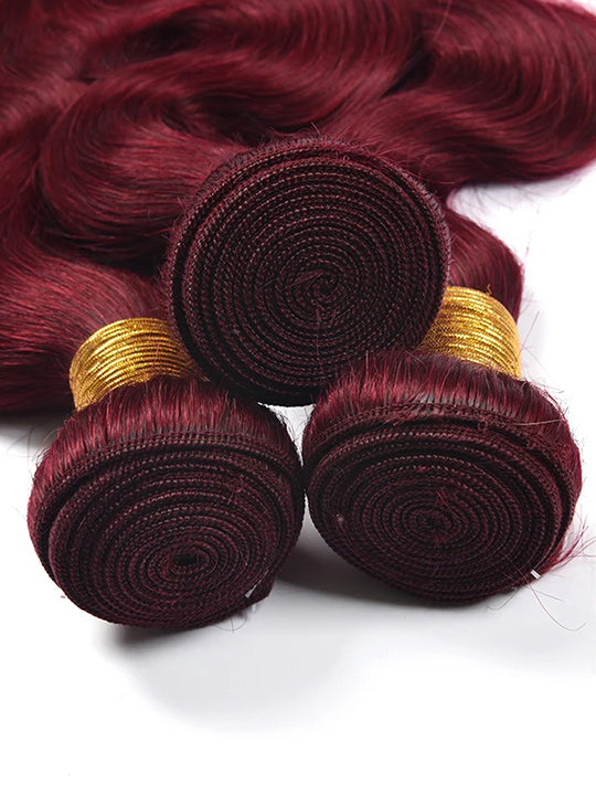 Burgundy Bundles With 5x5 13x4 Lace Frontal Closure Body Wave Human Hair