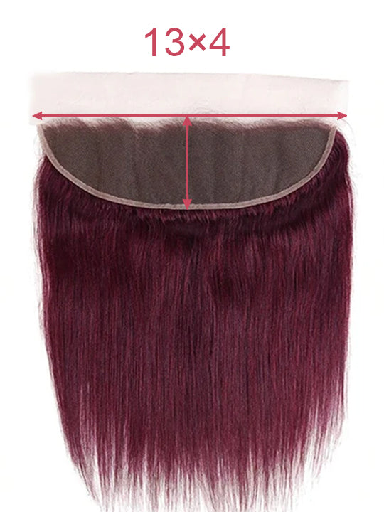Burgundy Bundles With 5x5 13x4 Lace Frontal Closure Straight Human Hair