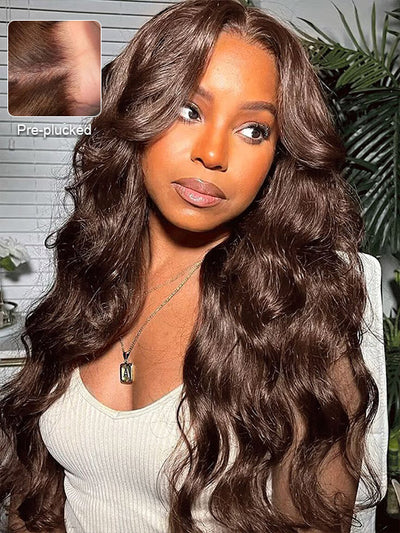 Upgrade Pull Go Chocolate Brown Wig 3D Body Wave 5x5 13x4 13x6 Lace Human Hair Wigs - KissLove Hair