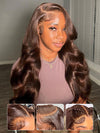 Upgrade Pull Go Chocolate Brown Wig 3D Body Wave 5x5 13x4 13x6 Lace Human Hair Wigs - KissLove Hair