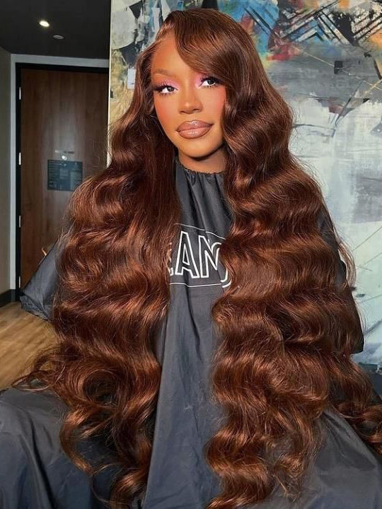 Upgrade Pull Go Chocolate Brown Wig 3D Body Wave 5x5 13x4 13x6 Lace Human Hair Wigs - KissLove Hair