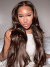 Upgrade Pull Go Chocolate Brown Wig 3D Body Wave 5x5 13x4 13x6 Lace Human Hair Wigs - KissLove Hair