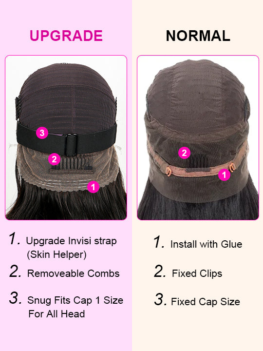 Kisslove Ombre Brown Yaki Straight Body Wave 360 Invisi-Drawstring Lace Human Hair Wigs