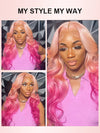 Ombre Purple/Pink/Blue Color 3D Body Wave 13x4 Lace Frontal Human Hair Wigs