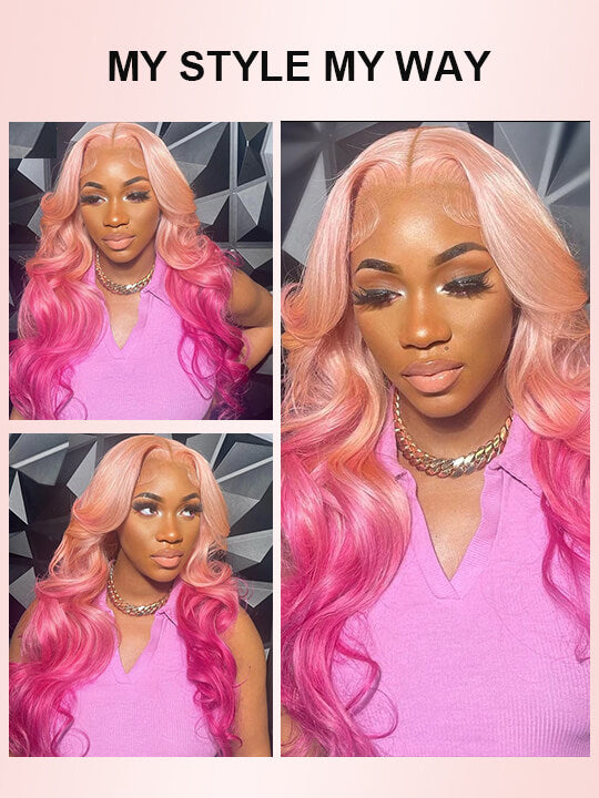 Colored Ombre Wig 3D Body Wave 13x4 Lace Frontal Human Hair Wigs