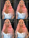 Barbie Pink Color Wig Pre Plucked 3D Body Wave 13x4 Lace Front Human Hair Wigs - KissLove Hair