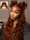 Kisslove Pre-Everything Auburn Copper Brown 3D Body Wave Wig Colored 360 Lace Wigs