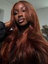 Kisslove Pre-Everything Auburn Copper Brown 3D Body Wave Wig Colored 360 Lace Wigs
