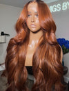 Kisslove Pre-Everything Auburn Copper Brown 3D Body Wave Wig Colored 360 Lace Wigs