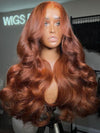 Kisslove Pre-Everything Auburn Copper Brown 3D Body Wave Wig Colored 360 Lace Wigs