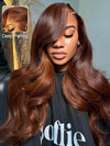 Kisslove Pre-Everything Auburn Copper Brown 3D Body Wave Wig Colored 360 Lace Wigs